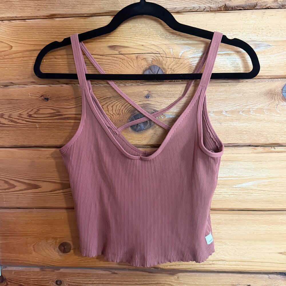 Vuori Rib Crop Tank Marsala Yoga Gym Size Small